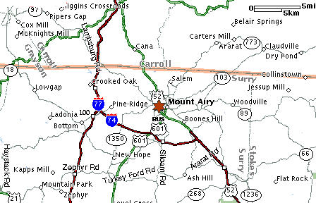 Map to Mt Airy